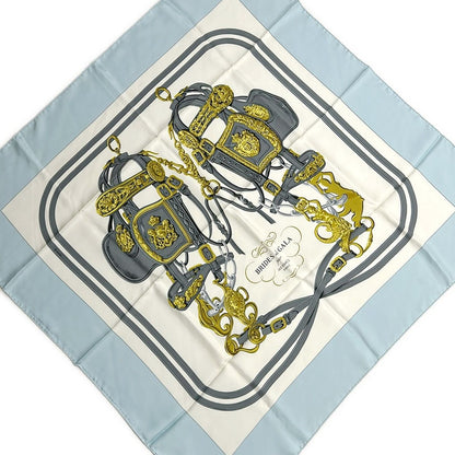 Hermes Scarf Carre 90 Ivory Light Blue Multi Brides de Gala