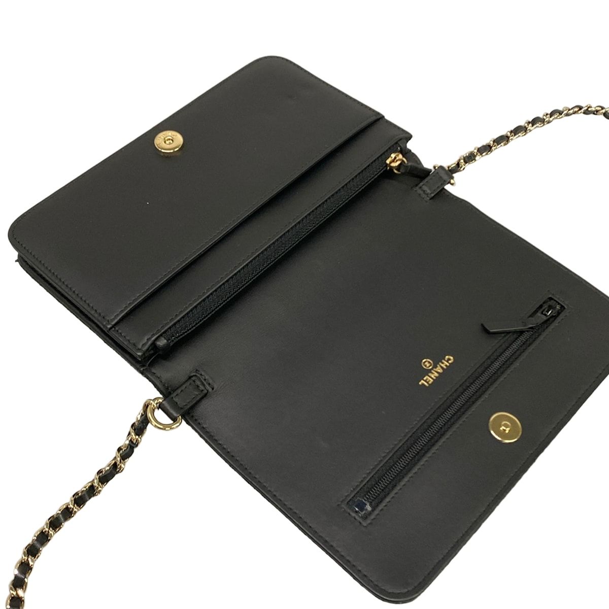 Chanel Wallet Quilted Black Chain Leather Shoulder Bag — view 3
