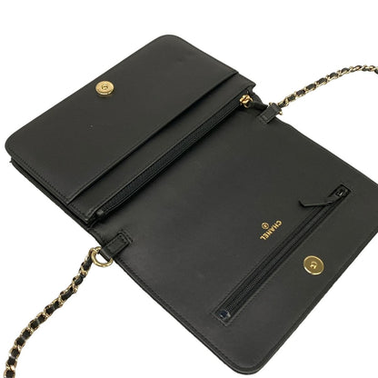 Chanel Wallet Quilted Black Chain Leather Shoulder Bag — view 3