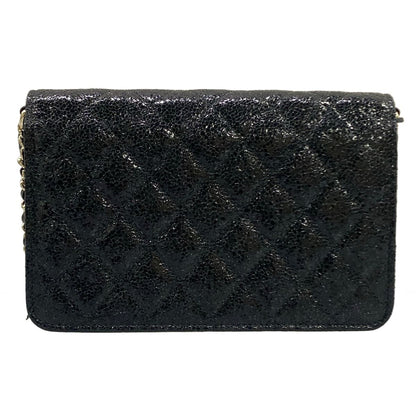 Chanel Wallet Quilted Black Chain Leather Shoulder Bag — view 2