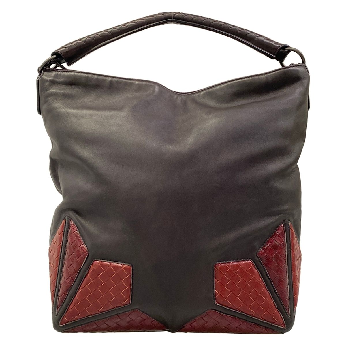 Bottega Veneta Shoulder Bag Intrecciato Brown Red Leather — view 3