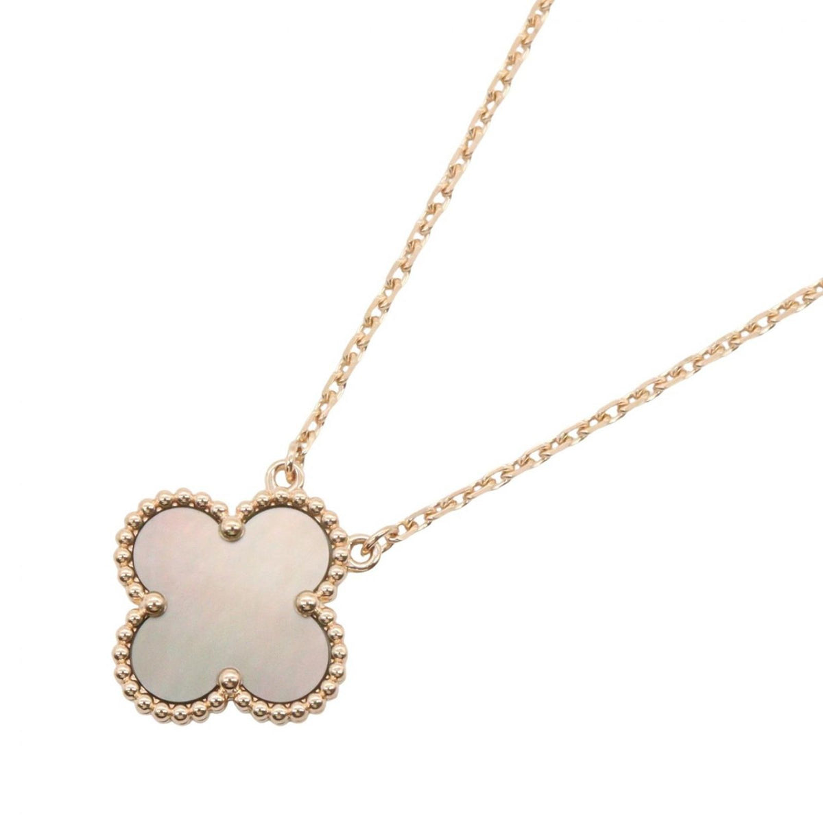 Van Cleef & Arpels Necklace Vintage Alhambra Gray Mother of Pearl 42 18k Pink