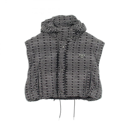 Prada Down Jacket Re-Nylon Logo All Over Print Hooded Cropped Nylon — view 3