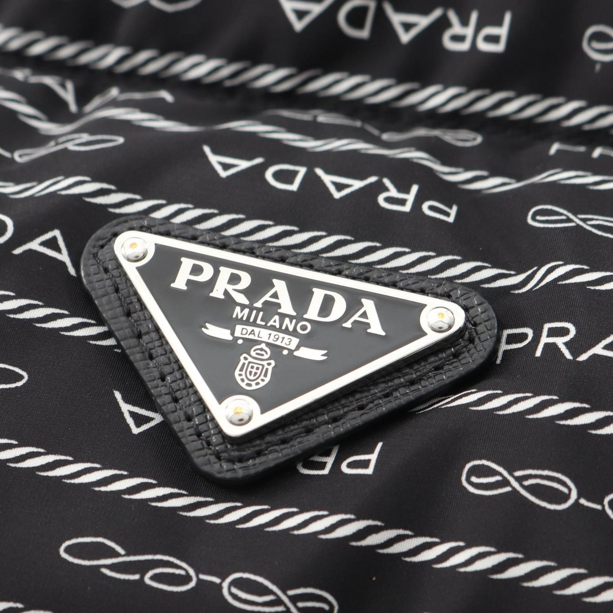 Prada Down Jacket Re-Nylon Logo All Over Print Hooded Cropped Nylon — view 7