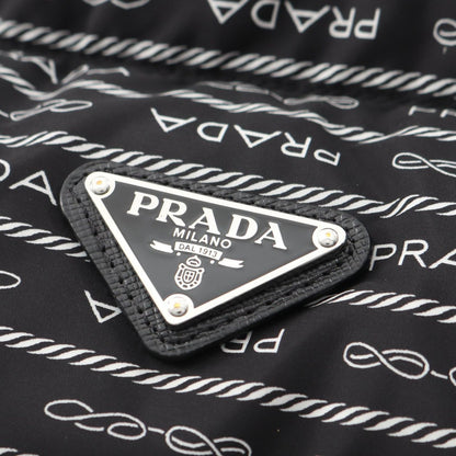 Prada Down Jacket Re-Nylon Logo All Over Print Hooded Cropped Nylon — view 7