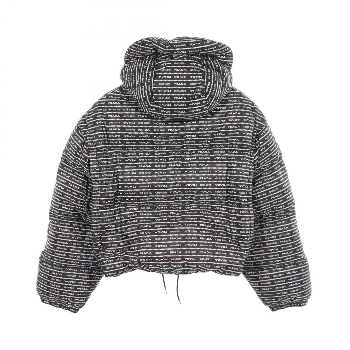 Prada Down Jacket Re-Nylon Logo All Over Print Hooded Cropped Nylon — view 2
