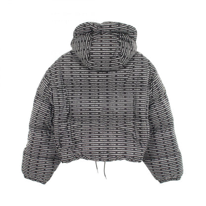Prada Down Jacket Re-Nylon Logo All Over Print Hooded Cropped Nylon — view 2