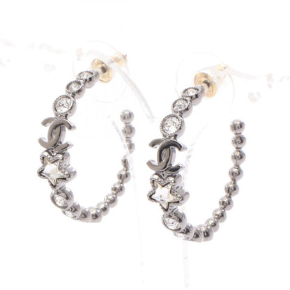 Chanel Earrings CC Logo Star Hoop Rhinestone