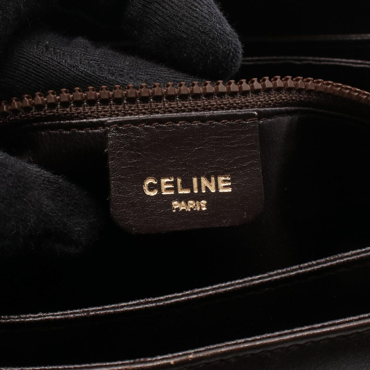 Celine Handbag Dark Brown Leather Triomphe — view 4