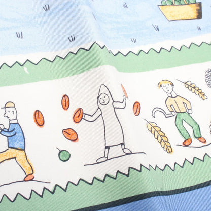 Hermes Scarf Carre 90 Retour a la Terre Blue Silk — view 6