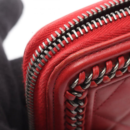 Chanel Round Wallet Boy Antique Silver Red Leather — view 8
