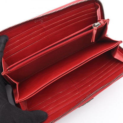 Chanel Round Wallet Boy Antique Silver Red Leather — view 3