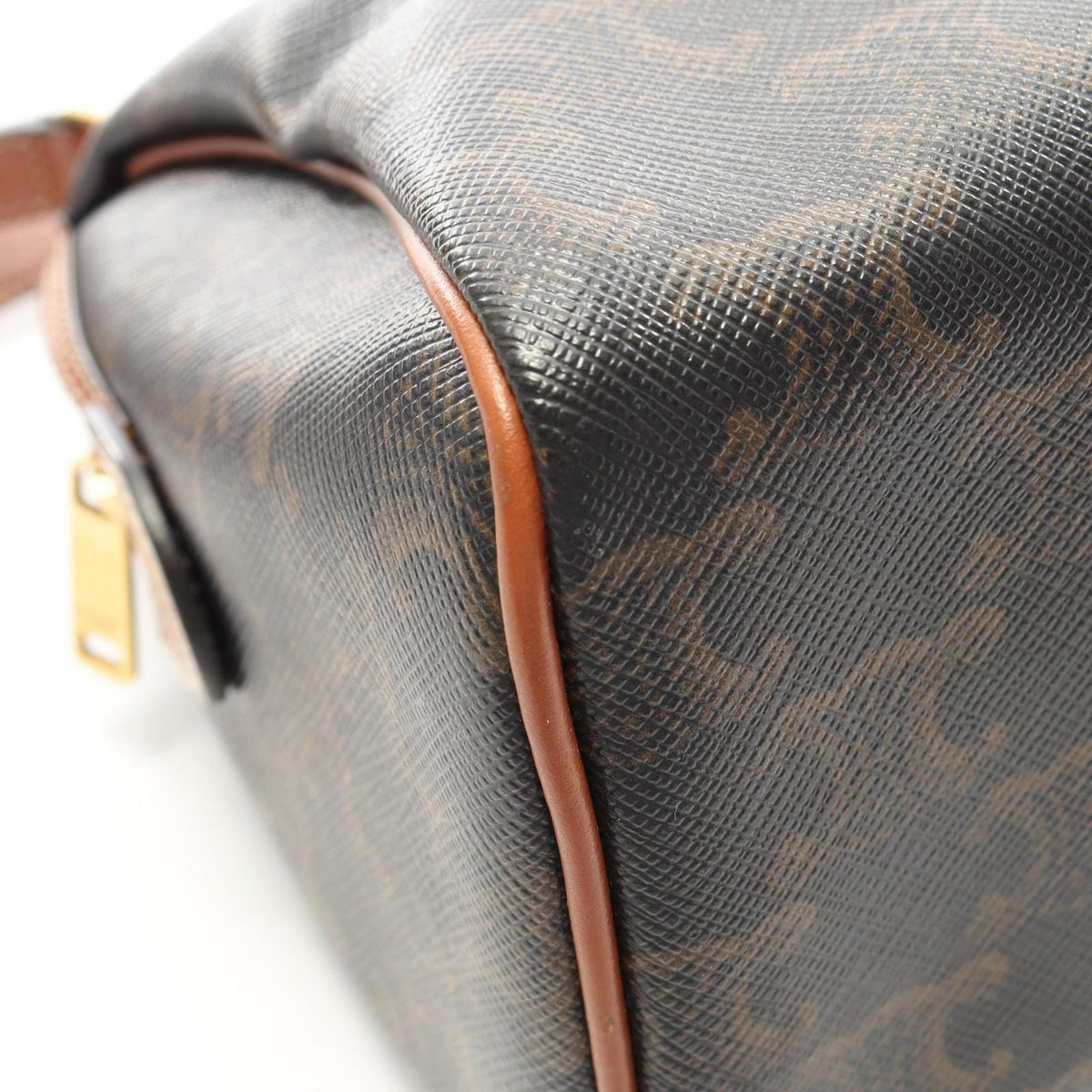 Celine Handbag Small Boston Cuir Black Brown Leather Triomphe — view 6