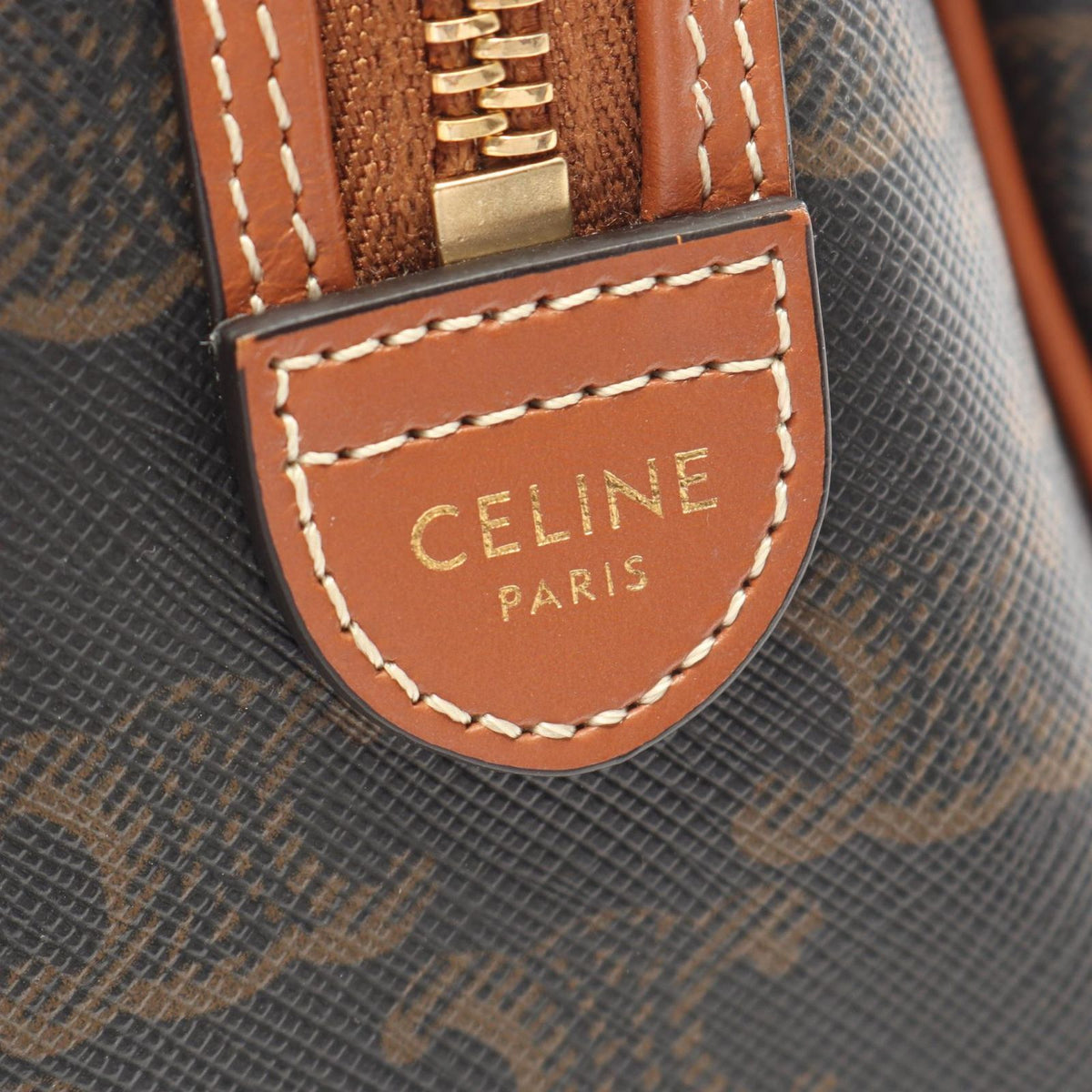 Celine Handbag Small Boston Cuir Black Brown Leather Triomphe — view 4
