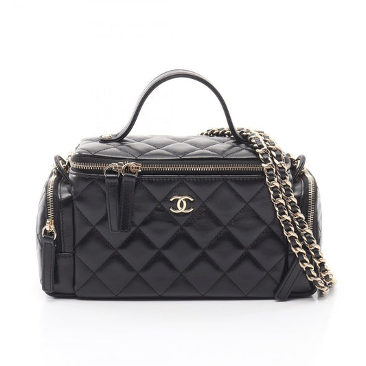 Chanel Shoulder Bag Quilted Vanity 2-Way Black Lambskin Chain