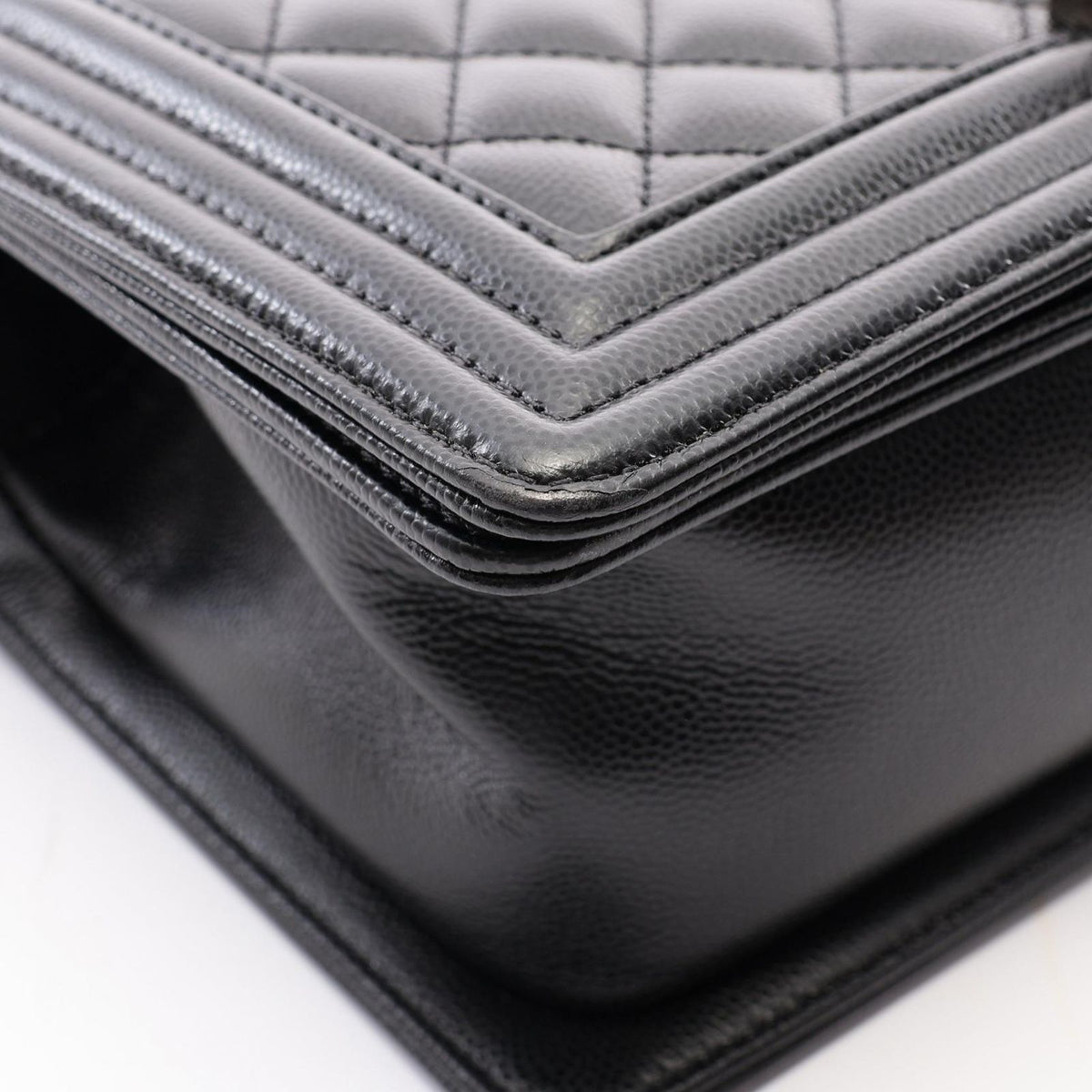 Chanel Shoulder Bag Boy Black Caviar Leather Chain — view 6