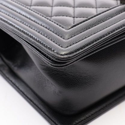 Chanel Shoulder Bag Boy Black Caviar Leather Chain — view 6