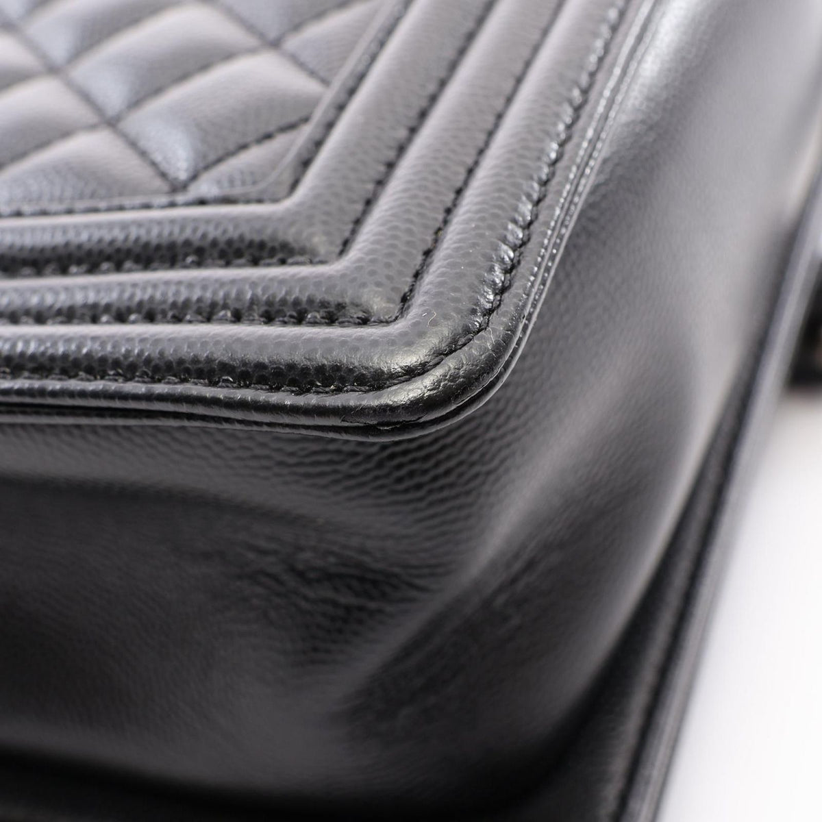 Chanel Shoulder Bag Boy Black Caviar Leather Chain — view 7