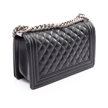 Chanel Shoulder Bag Boy Black Caviar Leather Chain — view 2