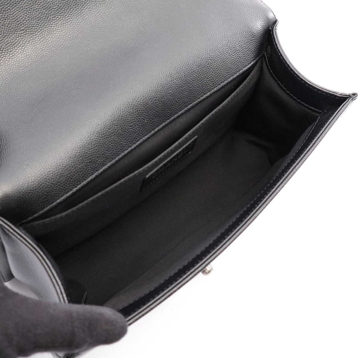 Chanel Shoulder Bag Boy Black Caviar Leather Chain — view 3