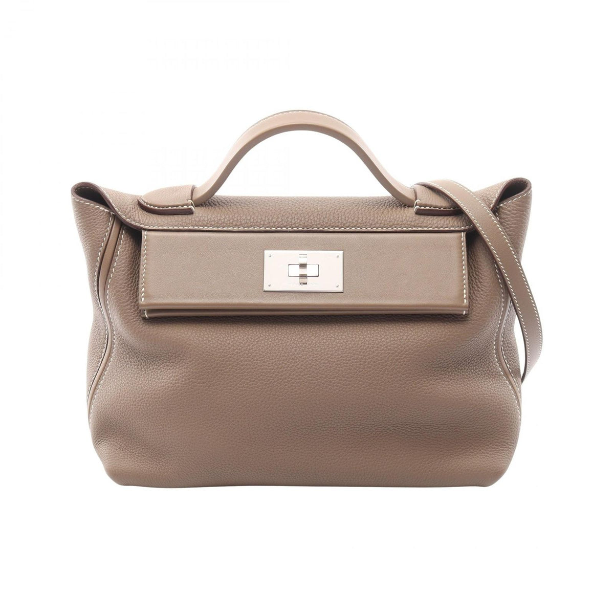 Hermes Handbag Sac 24/24 29 2-Way Etoupe Leather Sac 24/24/24 Vanquatre 29