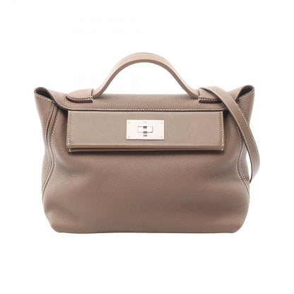 Hermes Handbag Sac 24/24 29 2-Way Etoupe Leather Sac 24/24/24 Vanquatre 29