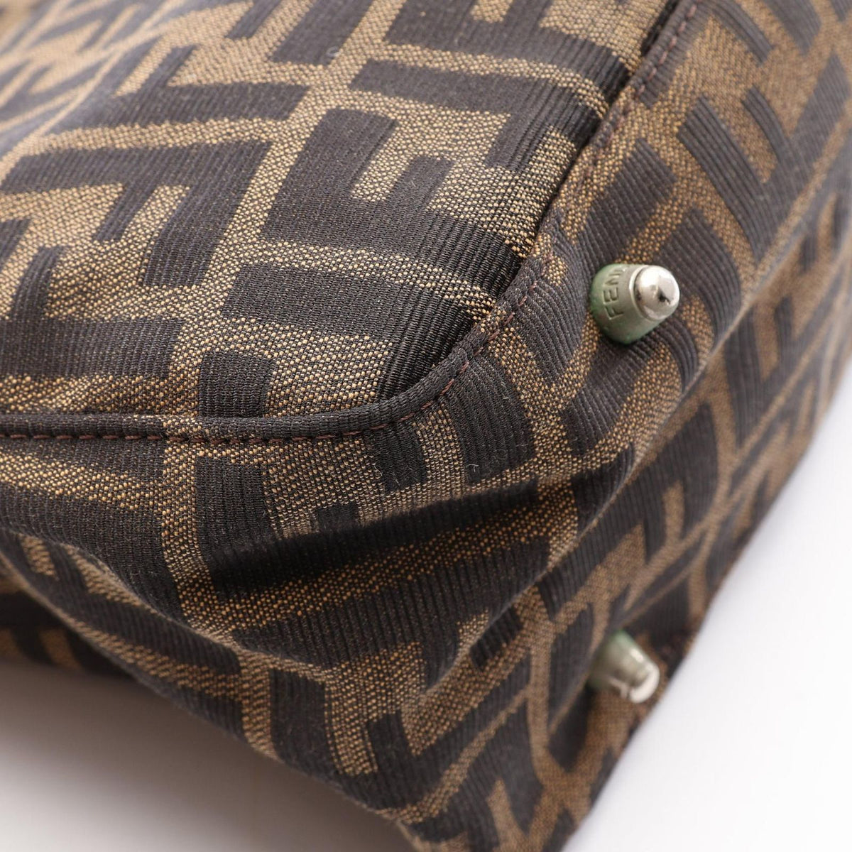Fendi Tote Zucca Brown Black Canvas Leather Handbag — view 7