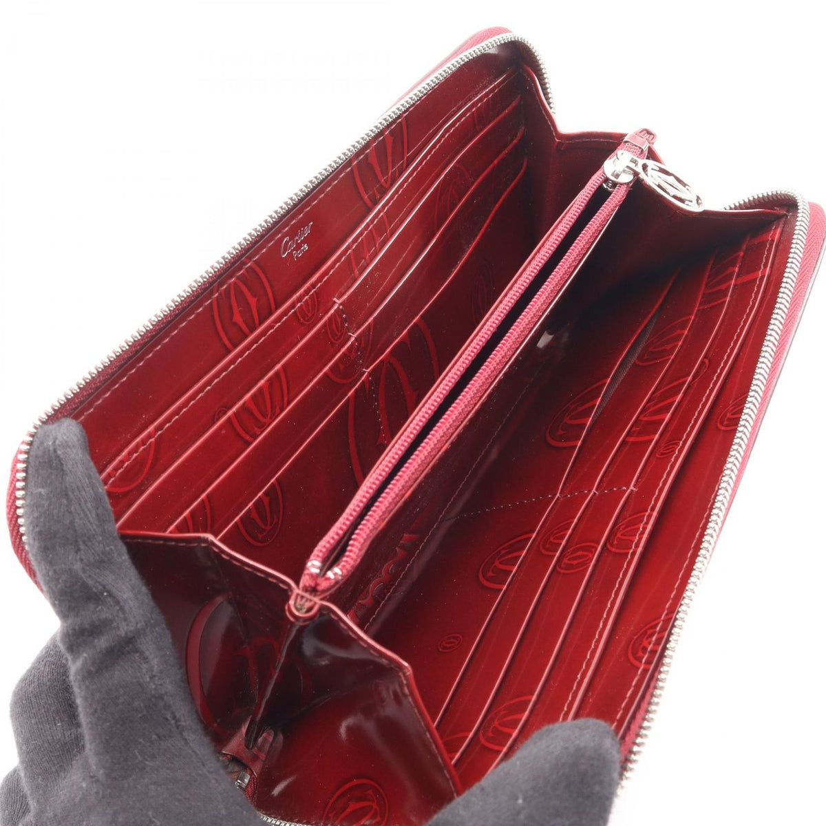Cartier Round Wallet Happy Birthday Bordeaux Patent Leather — view 3