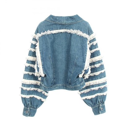 Chanel Denim Jacket Coco Buttons Ruffle 20S Cotton — view 2