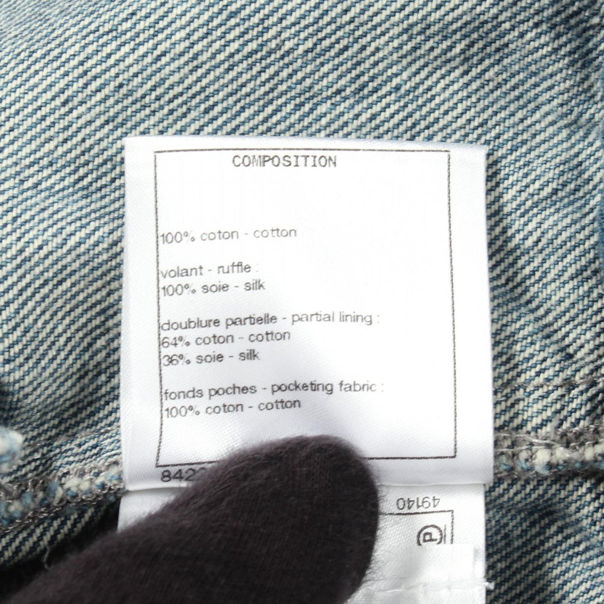 Chanel Denim Jacket Coco Buttons Ruffle 20S Cotton — view 5