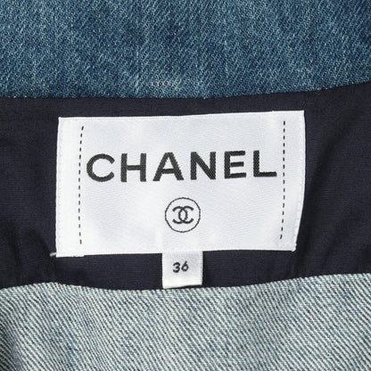 Chanel Denim Jacket Coco Buttons Ruffle 20S Cotton — view 3