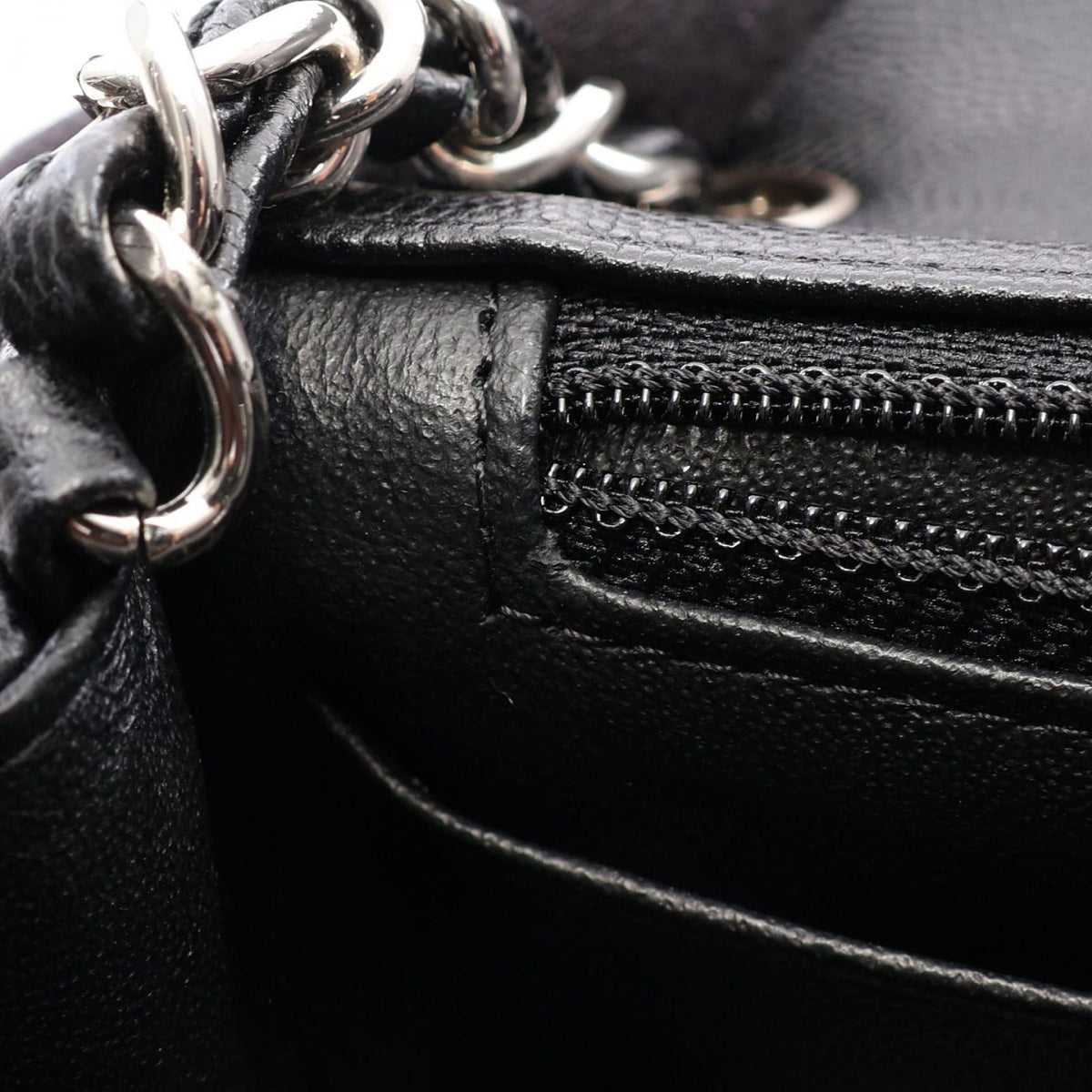 Chanel Shoulder Bag Mini Quilted Black Caviar Leather Chain — view 8