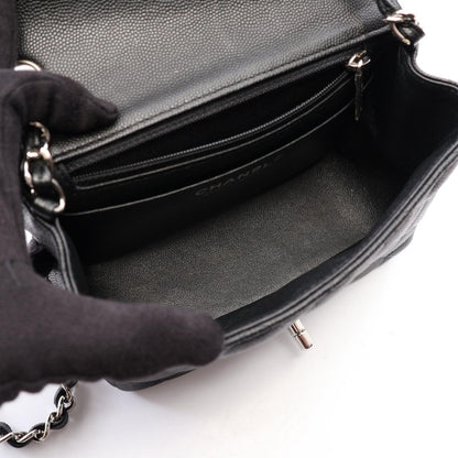 Chanel Shoulder Bag Mini Quilted Black Caviar Leather Chain — view 3