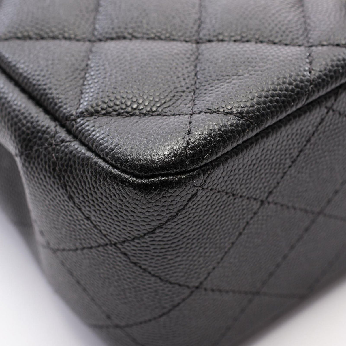 Chanel Shoulder Bag Mini Quilted Black Caviar Leather Chain — view 6