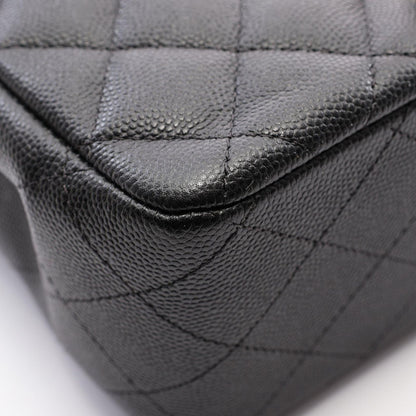 Chanel Shoulder Bag Mini Quilted Black Caviar Leather Chain — view 6