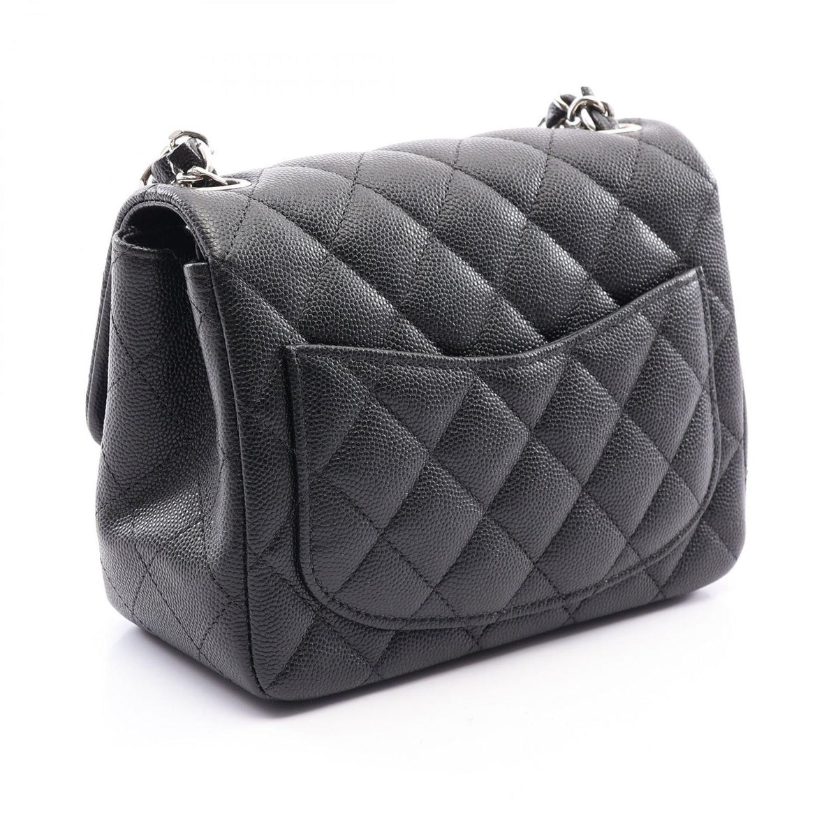 Chanel Shoulder Bag Mini Quilted Black Caviar Leather Chain — view 2