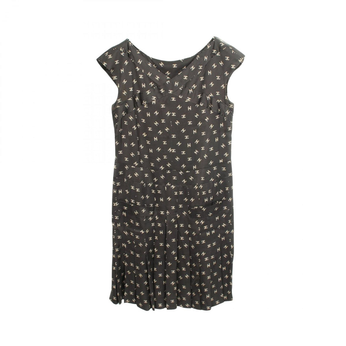 Chanel Dress CC Logo Sleeveless Silk