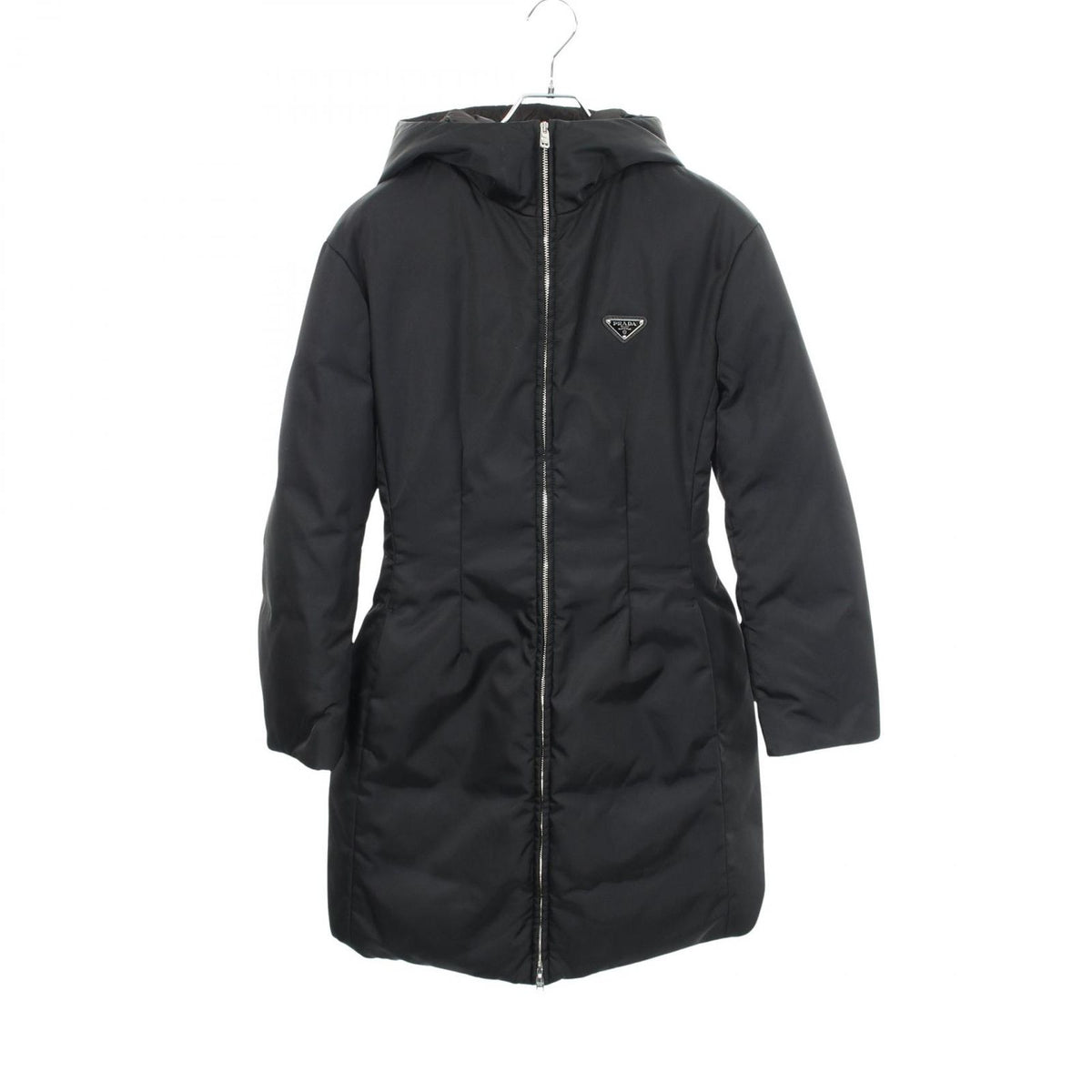 Prada Down Jacket Re-Nylon Triangle Logo Hooded Nylon Coat