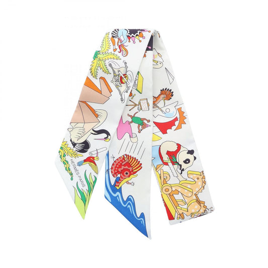 Hermes Scarf Twilly Academia Hippica Ribbon Silk