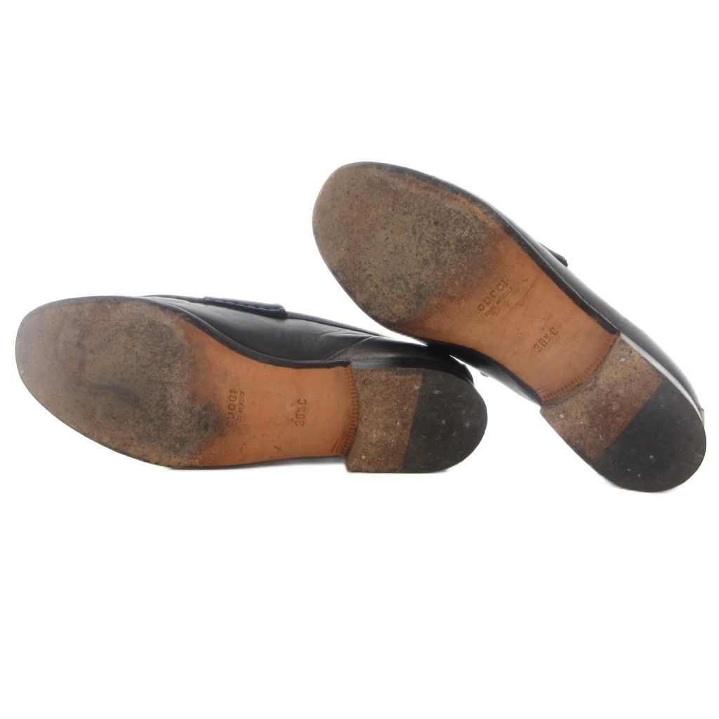 Gucci Horsebit Loafers Shoes Black Leather Gold — view 7
