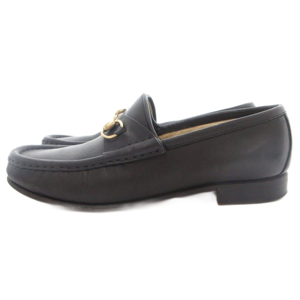 Gucci Horsebit Loafers Shoes Black Leather Gold — view 2