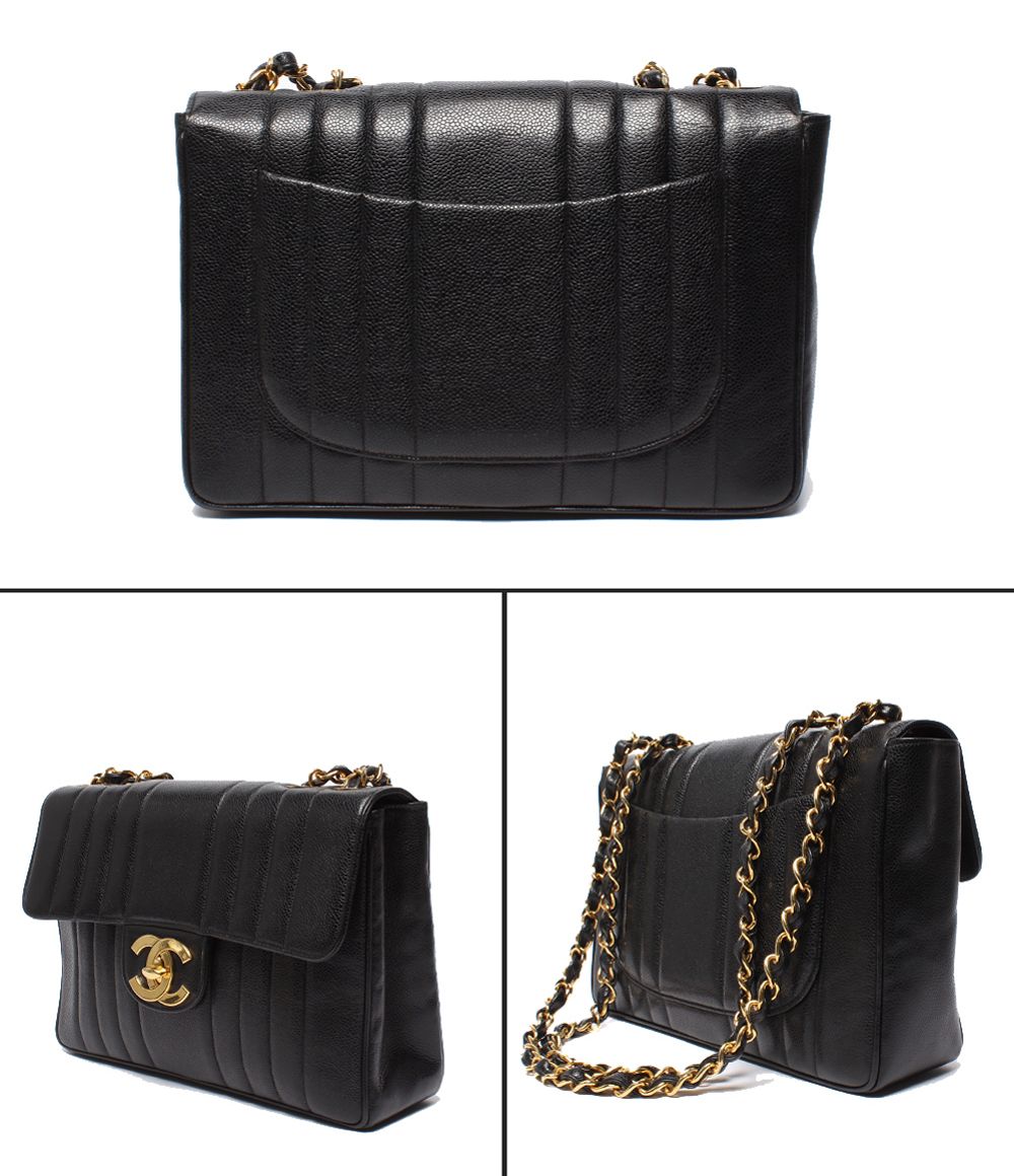 Chanel Chain Shoulder Bag Mademoiselle Classic Gold Double Single Flap Caviar — view 2