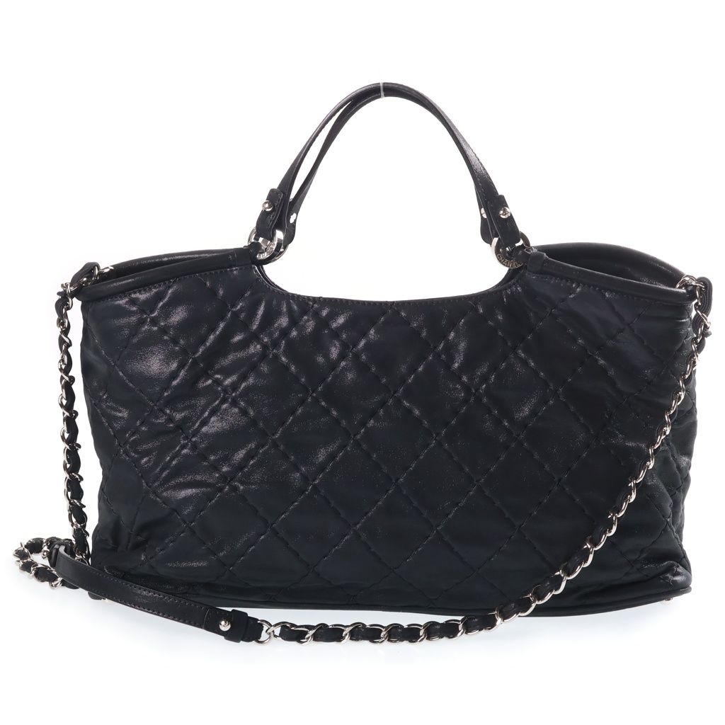 Chanel Wild Stitch Chain Shoulder Bag Black Leather Silver — view 2