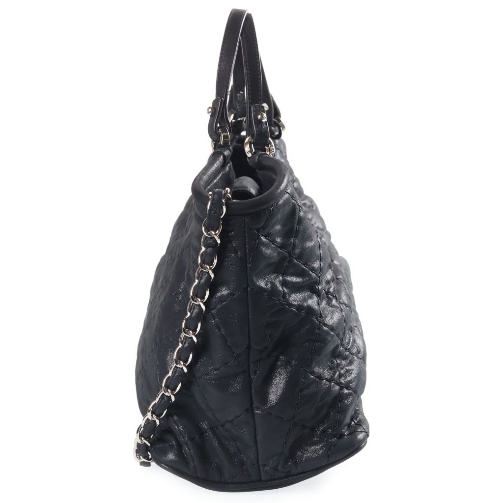 Chanel Wild Stitch Chain Shoulder Bag Black Leather Silver — view 3
