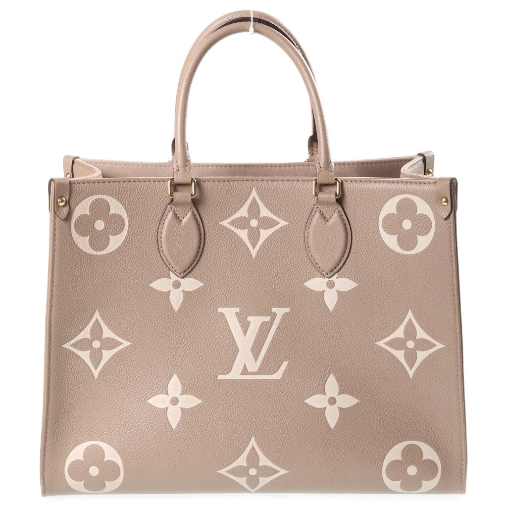 Louis Vuitton Bicolor Monogram Empreinte On The Go MM Tourterelle Cream Handbag