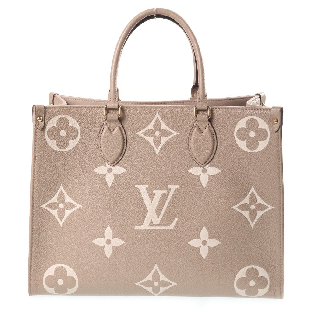 Louis Vuitton Bicolor Monogram Empreinte On The Go MM Tourterelle Cream Handbag — view 2