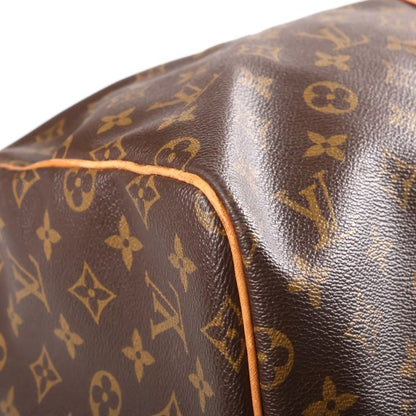 Louis Vuitton Monogram Keepall 55 Boston Bag Brown Leather Gold — view 5