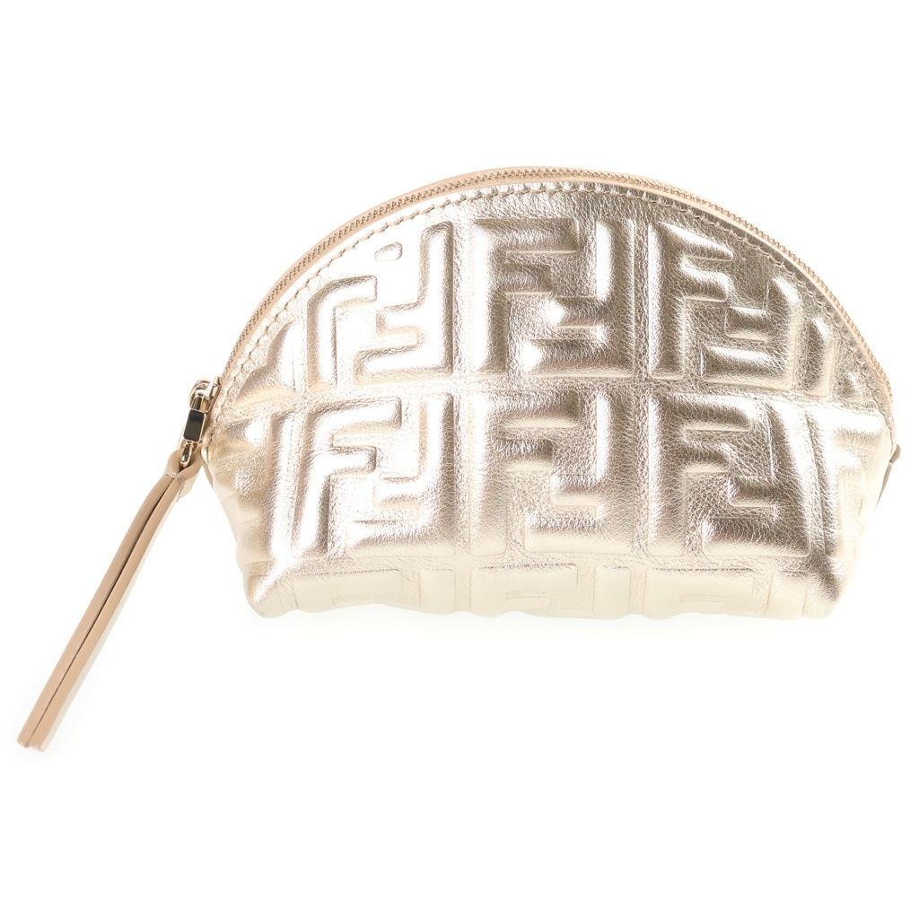 Fendi Zucca Baguette Pouch Case Gold Nappa Leather