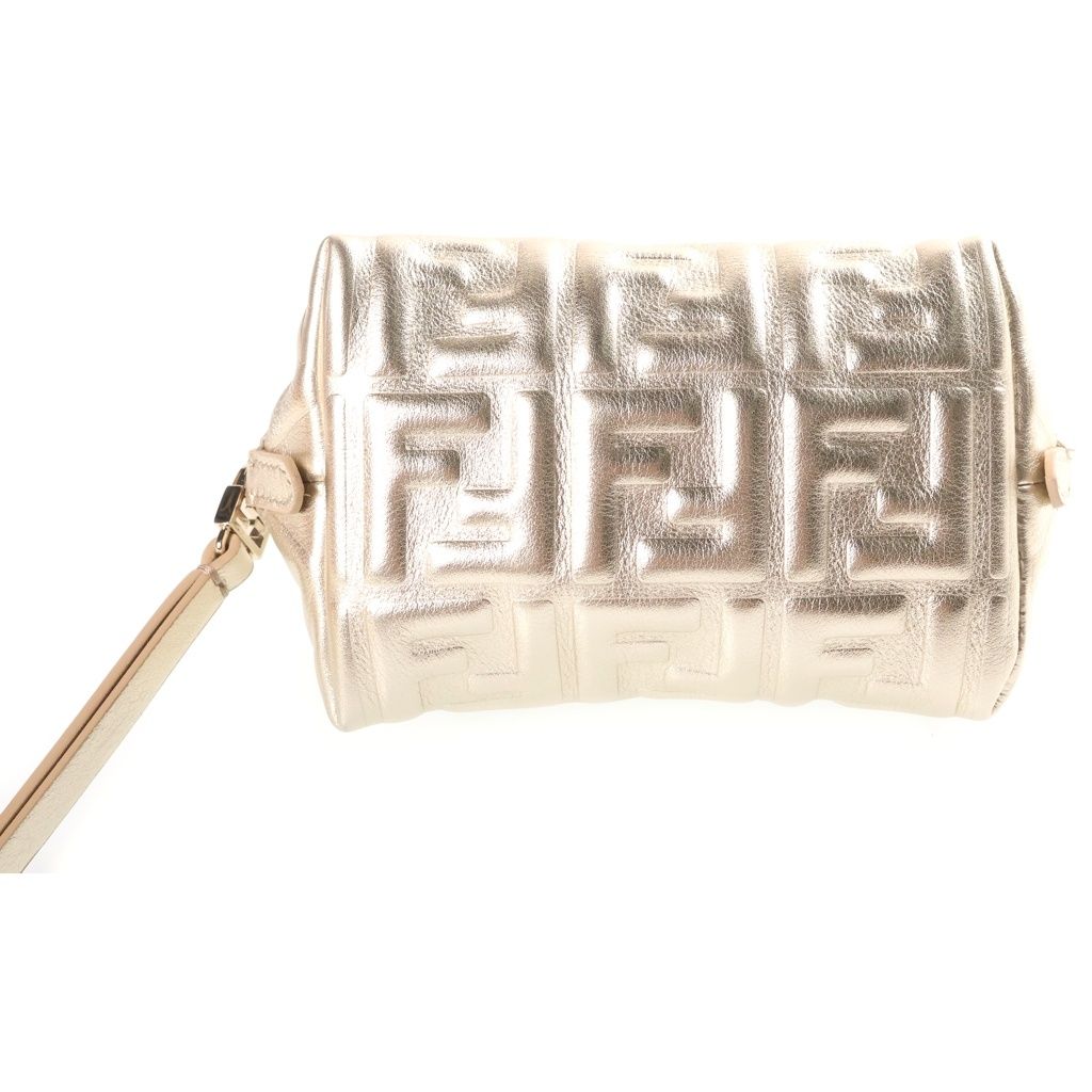 Fendi Zucca Baguette Pouch Case Gold Nappa Leather — view 4