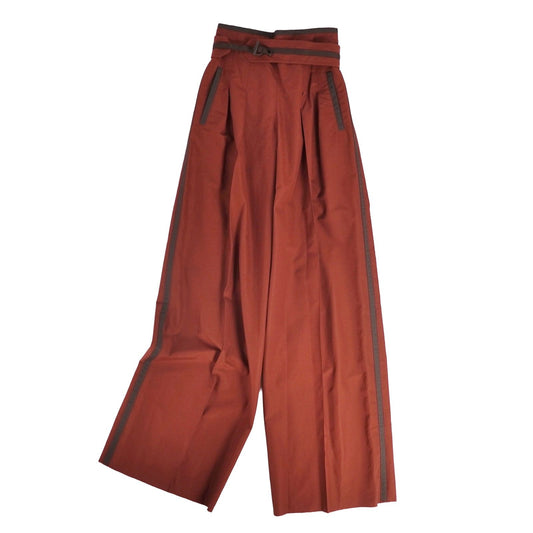 Hermes Pants Wide Long Cotton Brown 34
